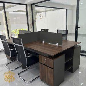 Bàn cụm nhân viên MDF chống ẩm khung sắt - ảnh 4